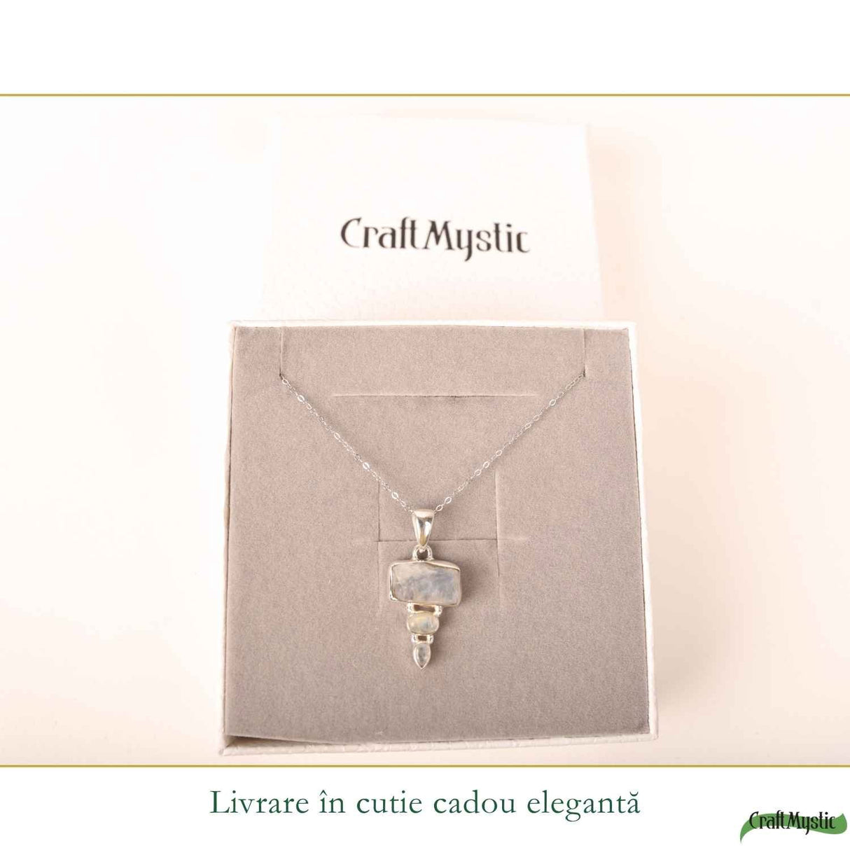Colier Argint 925 cu Tripla Piatra Lunii – Intuitie si Echilibru Emotional