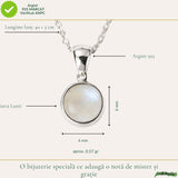 Colier Argint 925 cu Piatra Lunii Rotund – Echilibru si Intuitie Zilnica