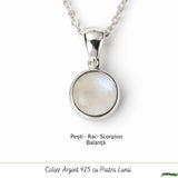 Colier Argint 925 cu Piatra Lunii Rotund – Echilibru si Intuitie Zilnica