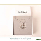 Colier Argint 925 cu Piatra Lunii Floare de Lotus – Renastere si Echilibru Interior