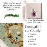 Colier argint 925 cu piatra naturala Atomic Trapiche Amethyst dreptunghiular - Claritate si Echilibru Divin