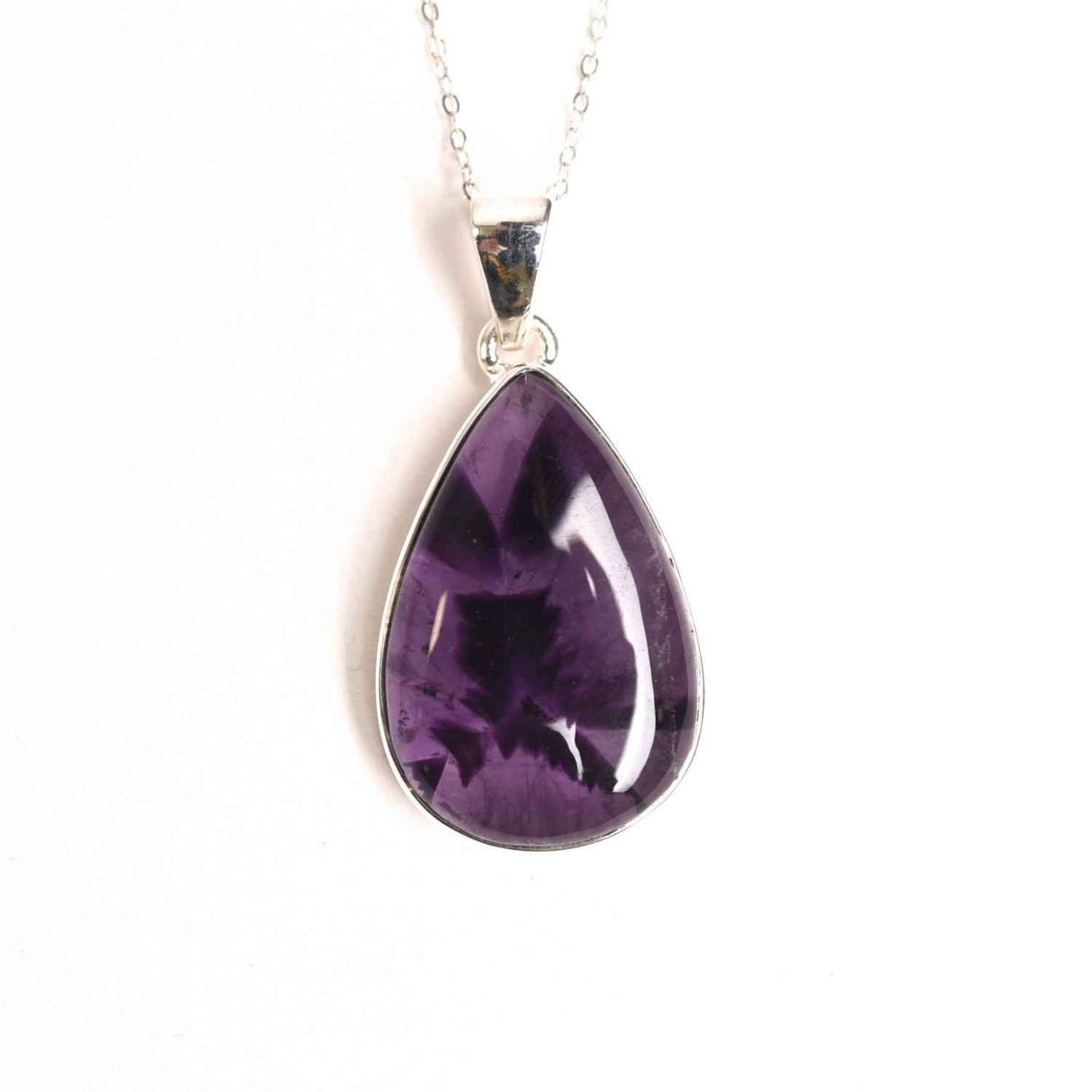 Colier argint 925 cu piatra naturala Atomic Trapiche Amethyst in forma de lacrima - Purtator al Luminilor Spirituale