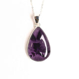 Colier argint 925 cu piatra naturala Atomic Trapiche Amethyst in forma de lacrima - Purtator al Luminilor Spirituale