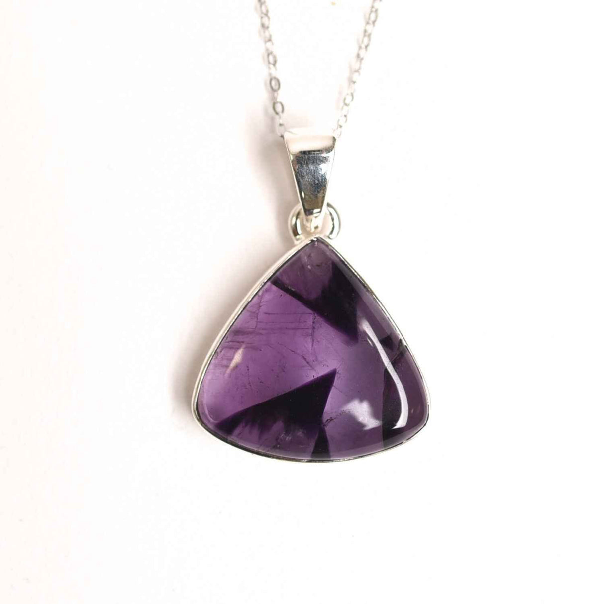 Colier argint 925 cu piatra naturala Atomic Trapiche Amethyst triunghiular - Protectie si Claritate Spirituala