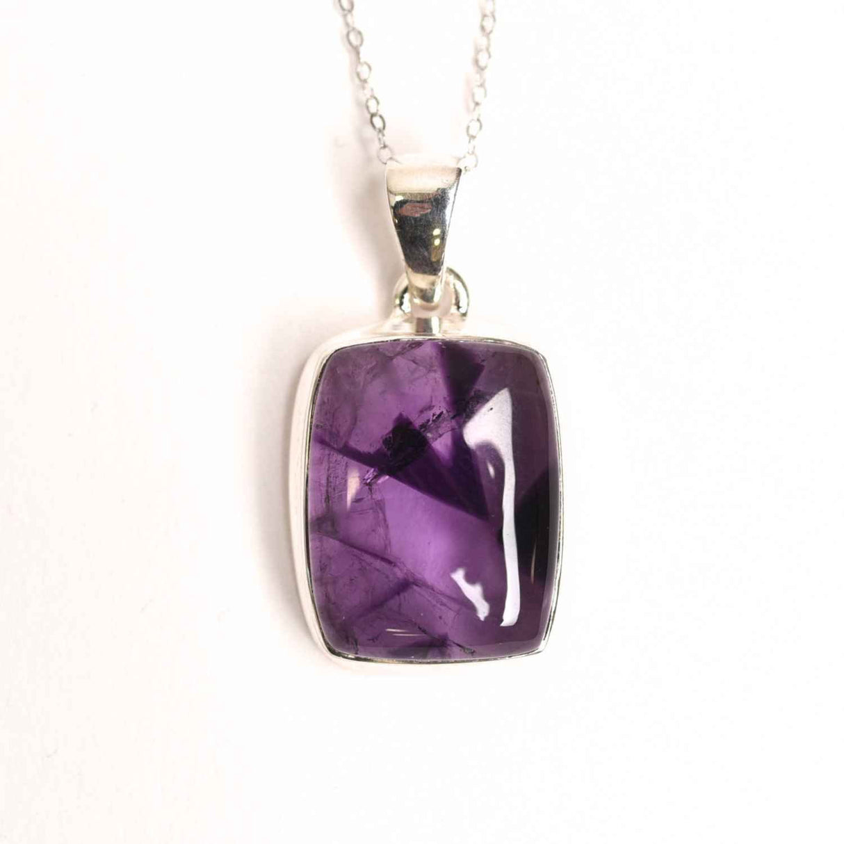 Colier argint 925 cu piatra naturala Atomic Trapiche Amethyst dreptunghiular - Claritate si Echilibru Divin