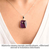 Colier argint 925 cu piatra naturala Atomic Trapiche Amethyst dreptunghiular - Claritate si Echilibru Divin