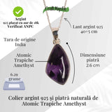 Colier argint 925 cu piatra naturala Atomic Trapiche Amethyst forma marquise - Intuitie si Protectie Spirituala