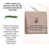 Colier Argint 925 placat cu Aur 18K si Tanzanit Rotund - Claritate si Transformare Interioara