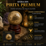 Sfera din Pirita Naturala Premium cu Suport – Prosperitate si Protectie Energetica