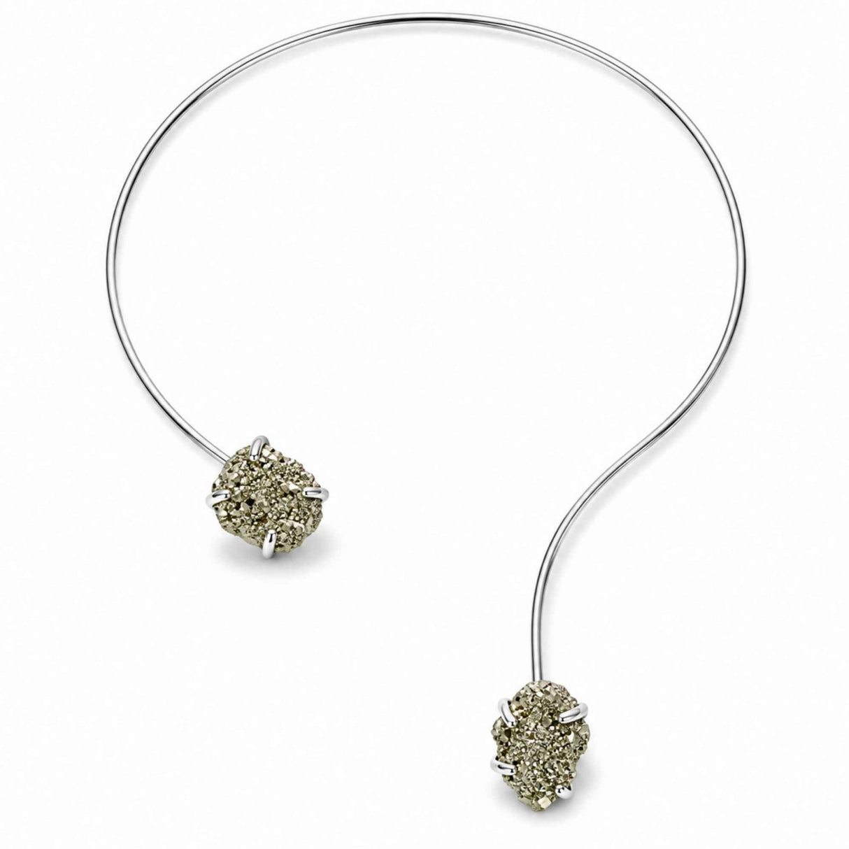 Colier Choker Argintiu cu Pirita Naturala – Prosperitate si Incredere Zilnica