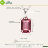 Colier argint 925 cu Topaz Roz forma de dreptunghi – Iubire si echilibru emotional