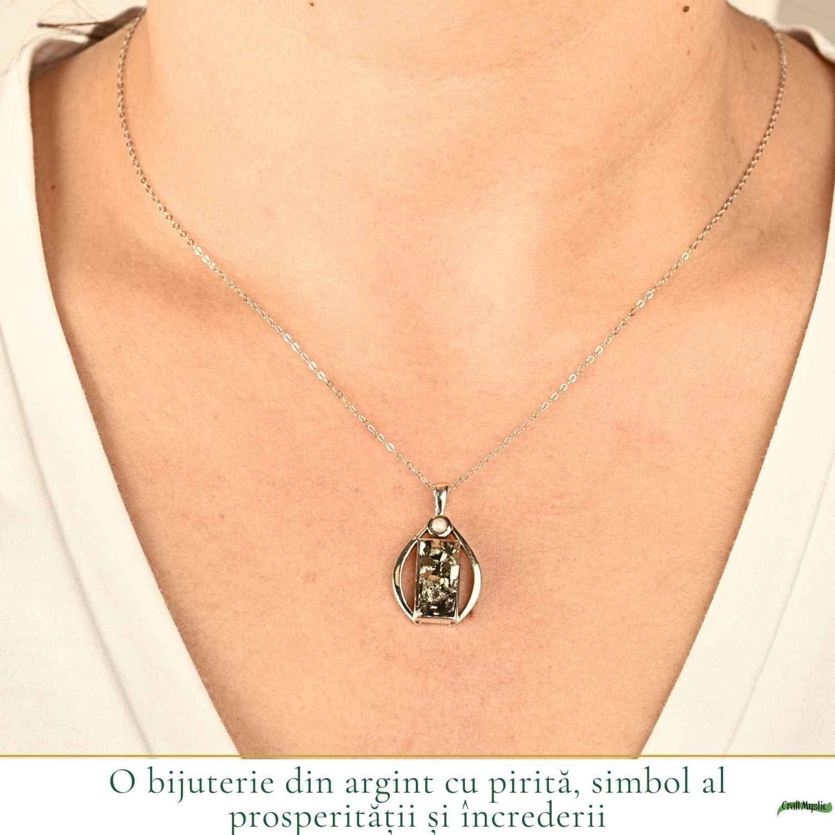 Colier Argint 925 cu Pirita Lacrima – Prosperitate si incredere Personala