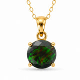 Colier Argint 925 Placat cu Aur 18K cu Opal Negru Rotund – Protectie si Mister