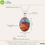 Colier Argint 925 cu Turcoaz Pink Dahlia Oval – Energie Pozitiva si Creativitate