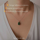 Colier Argint 925 cu Smarald Etiopian Dreptunghi – Prosperitate si Echilibru Interior