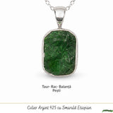 Colier Argint 925 cu Smarald Etiopian Dreptunghi – Prosperitate si Echilibru Interior