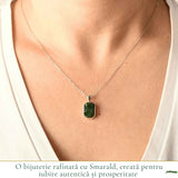 Colier Argint 925 cu Smarald Etiopian Dreptunghi – Prosperitate si Echilibru Interior