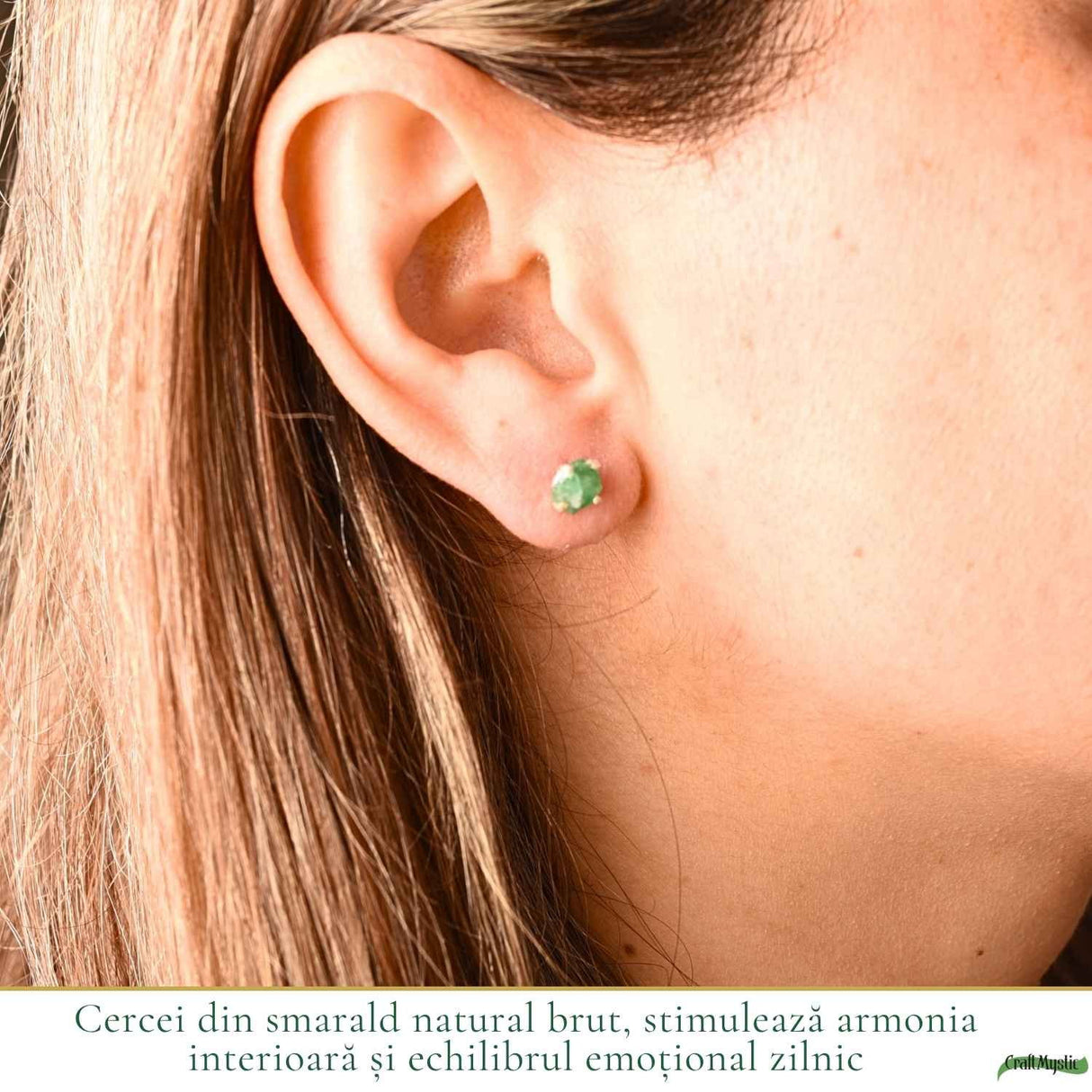 Cercei Argint 925 cu Smarald Brut Natural – Energie Verde si Eleganta Autentica