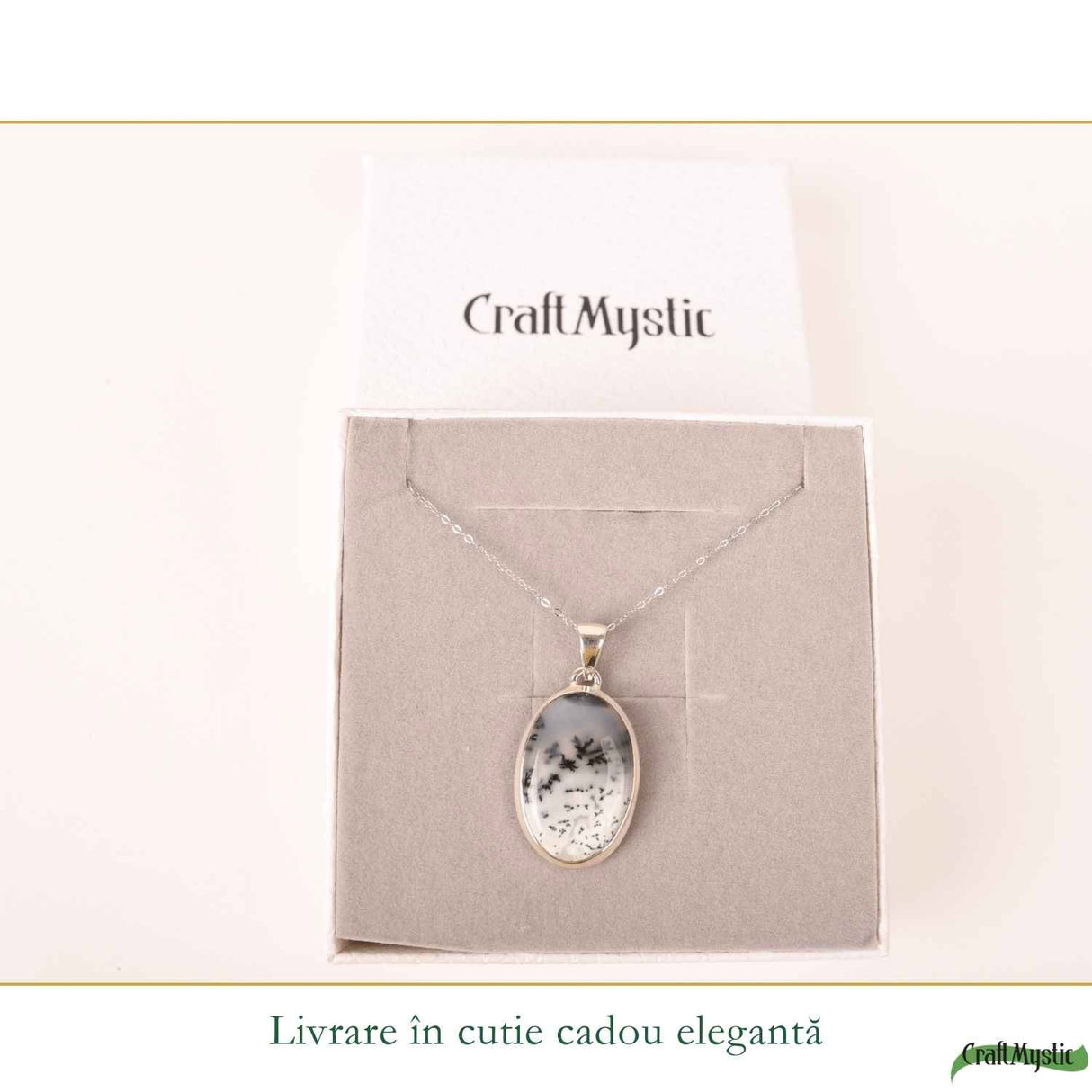 Colier argint 925 cu Opal Dendritic oval – Claritate si echilibru interior