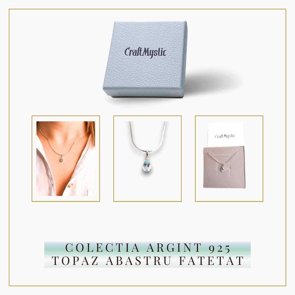 Colier din argint 925 cu topaz albastru fatetat - Claritate si calm interior
