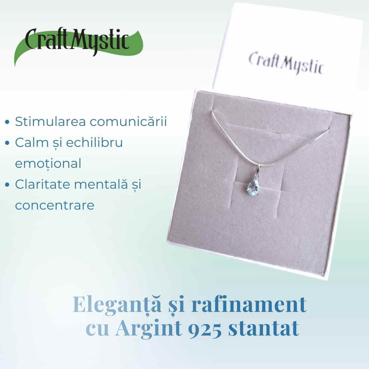 Colier din argint 925 cu topaz albastru fatetat - Claritate si calm interior