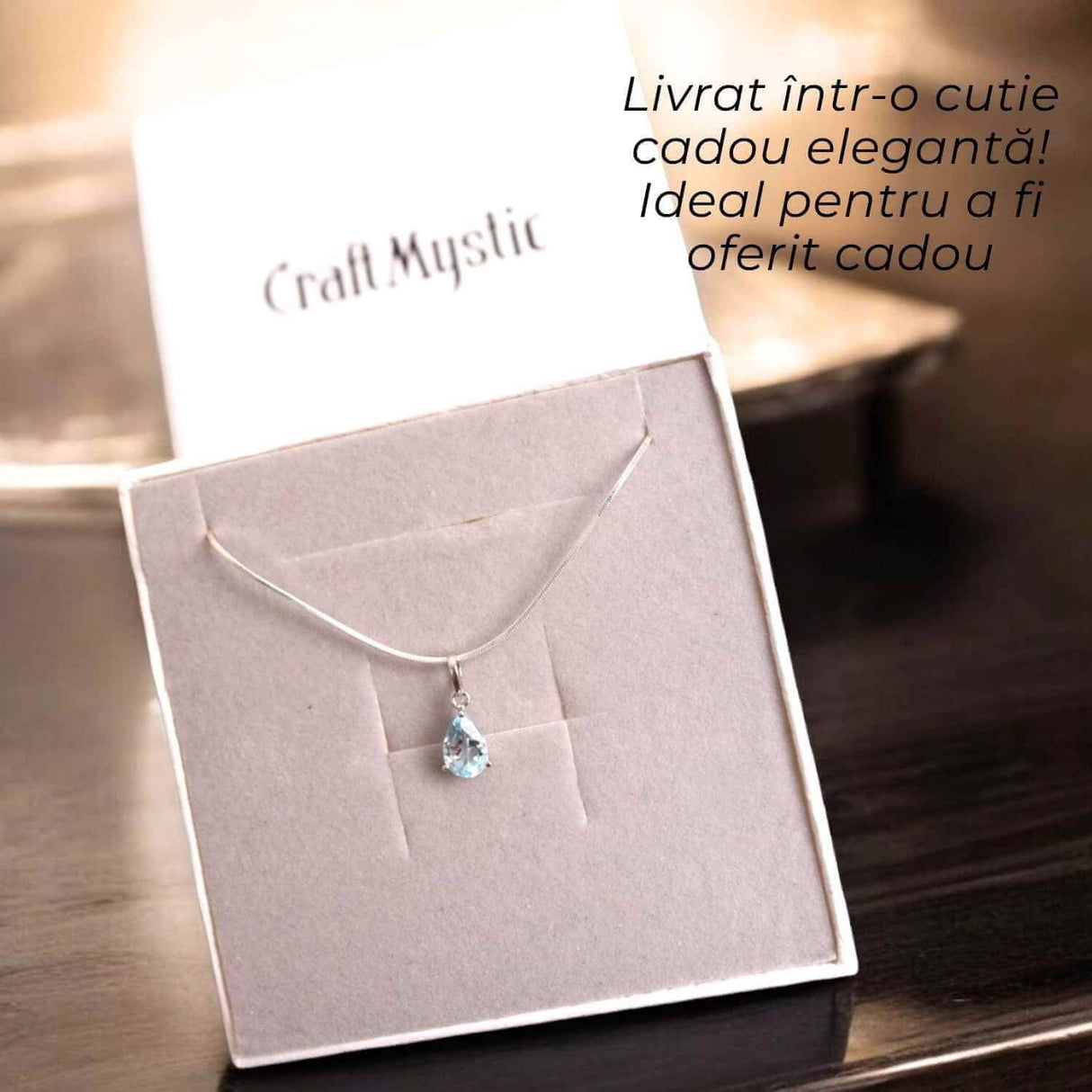 Colier din argint 925 cu topaz albastru fatetat - Claritate si calm interior