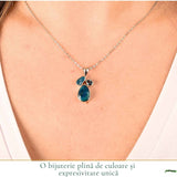 Colier argint 925 cu Topaz Albastru, Apatit si Shattuckit – Claritate si intuitie