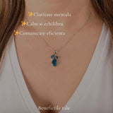 Colier argint 925 cu Topaz Albastru, Apatit si Shattuckit – Claritate si intuitie
