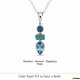 Colier argint 925 cu Topaz Albastru si Apatit – Claritate si comunicare