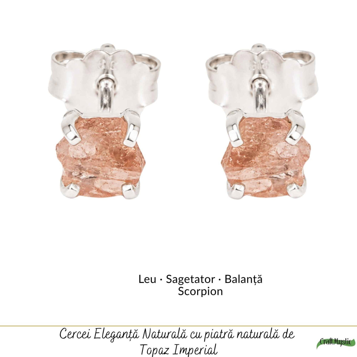 Cercei Argint 925 cu Topaz Imperial Brut – Eleganta Calda si Energie Luminoasa
