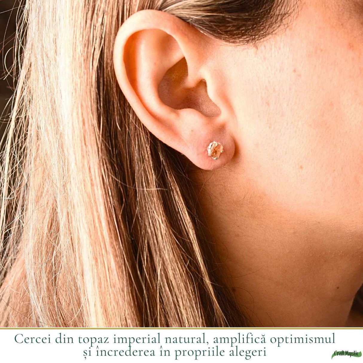 Cercei Argint 925 cu Topaz Imperial Brut – Eleganta Calda si Energie Luminoasa