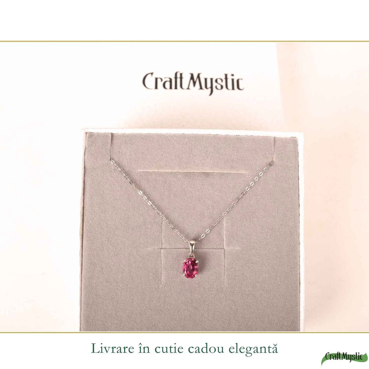 Colier argint 925 cu Topaz Roz forma oval – Iubire si echilibru emotional