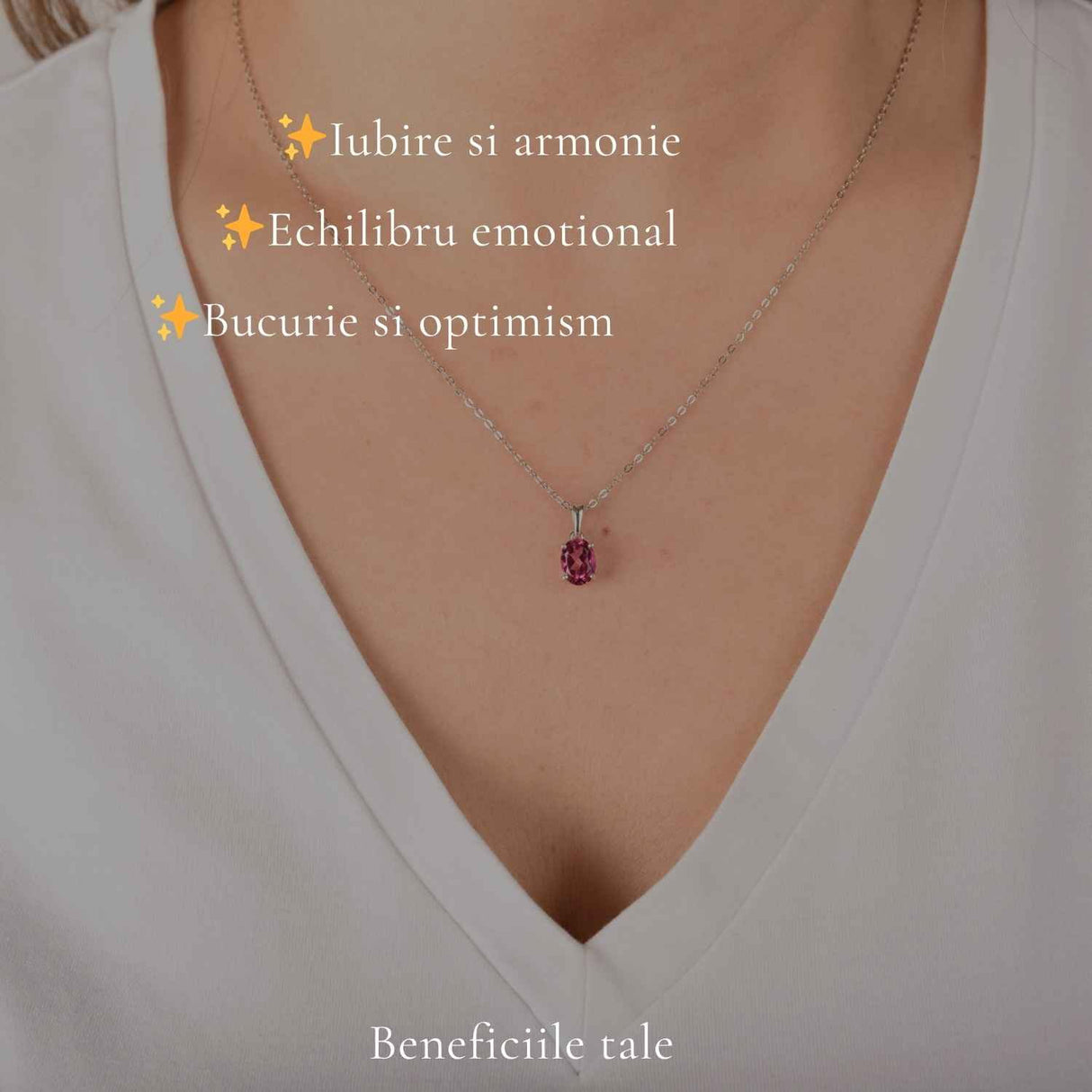 Colier argint 925 cu Topaz Roz forma oval – Iubire si echilibru emotional