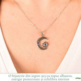 Colier argint 925 cu Topaz Albastru soare si semiluna – Claritate si echilibru