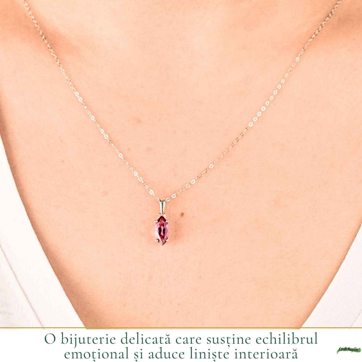 Colier Argint 925 cu Topaz Roz Fatetat – Delicatete si Iubire de Sine