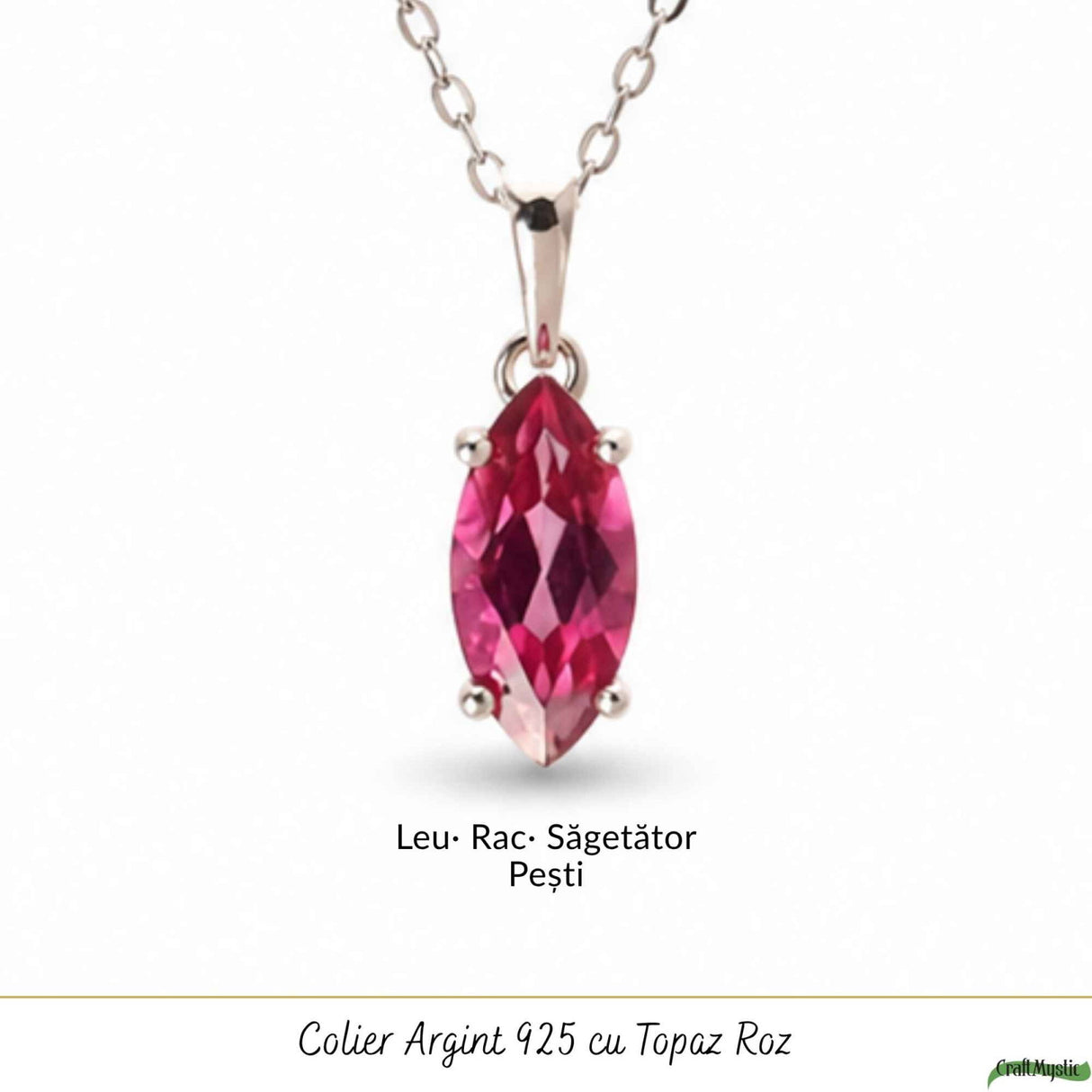 Colier Argint 925 cu Topaz Roz Fatetat – Delicatete si Iubire de Sine