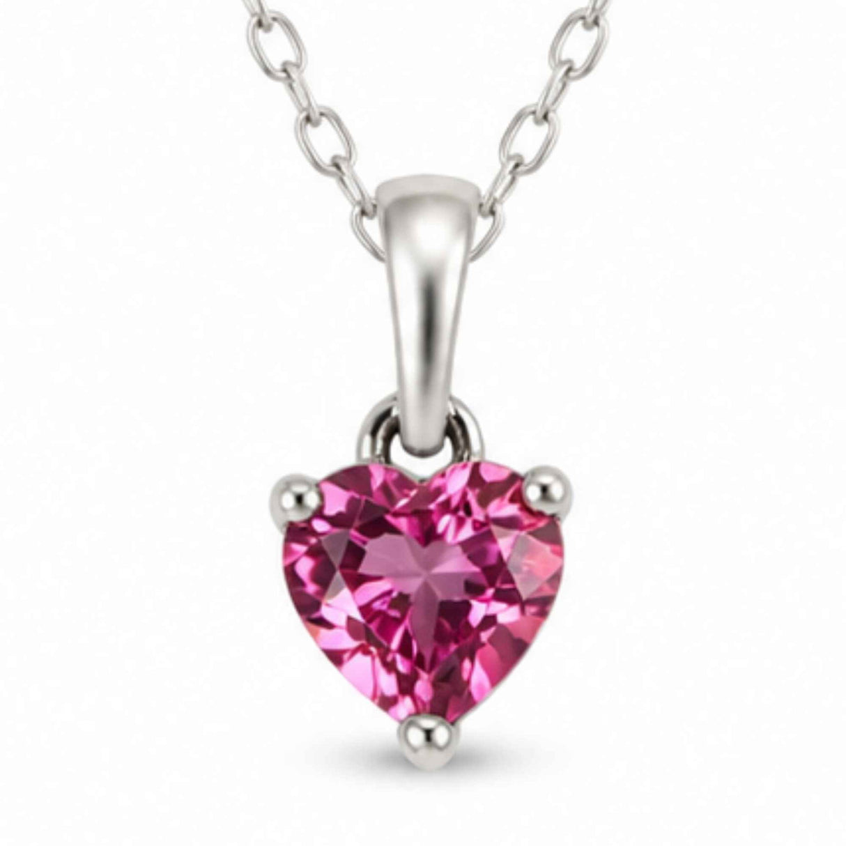 Colier argint 925 cu Topaz Roz forma de inima – Iubire si armonie