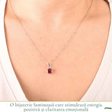 Colier Argint 925 cu Topaz Roz Rotund – Armonie si Iubire de Sine