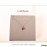 Colier Argint 925 cu Topaz Roz Rotund – Armonie si Iubire de Sine