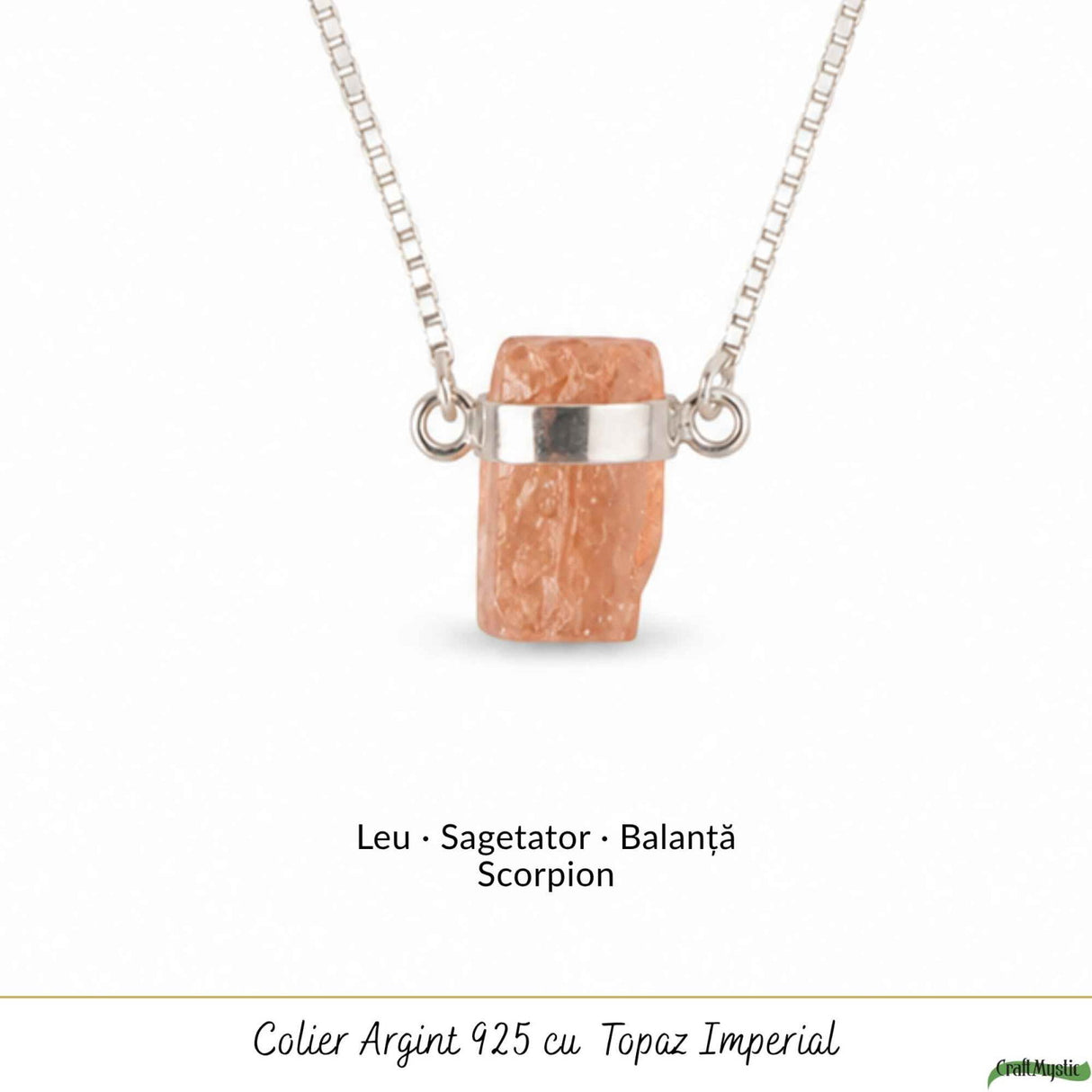 Colier Argint 925 cu Topaz Imperial Brut – Abundenta si incredere in Tine