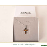 Colier Argint 925 Cruce cu Chihlimbar Natural în 3 Culori - Protectie si Energie Calda