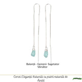 Cercei Lungi Argint 925 cu Apatit Brut Natural – Claritate si Energie Feminina