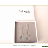 Cercei Lungi Argint 925 cu Apatit Brut Natural – Claritate si Energie Feminina
