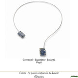 Colier Choker Argintiu cu Kianit Albastru Natural – Comunicare si Claritate Interioara