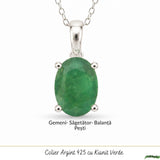 Colier Argint 925 cu Kianit Verde Fatetat – Echilibru si Claritate Interioara