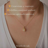 Colier Argint 925 Placat cu Aur 18K cu Opal Etiopian Oval fatetat – Intuitie si Energie Pozitiva