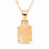 Colier Argint 925 Placat cu Aur 18K cu Opal Etiopian Oval fatetat – Intuitie si Energie Pozitiva