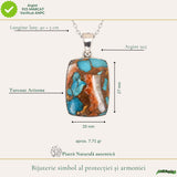 Colier argint 925 cu Turcoaz Arizona dreptunghi – Protectie si echilibru