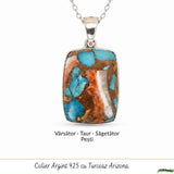 Colier argint 925 cu Turcoaz Arizona dreptunghi – Protectie si echilibru