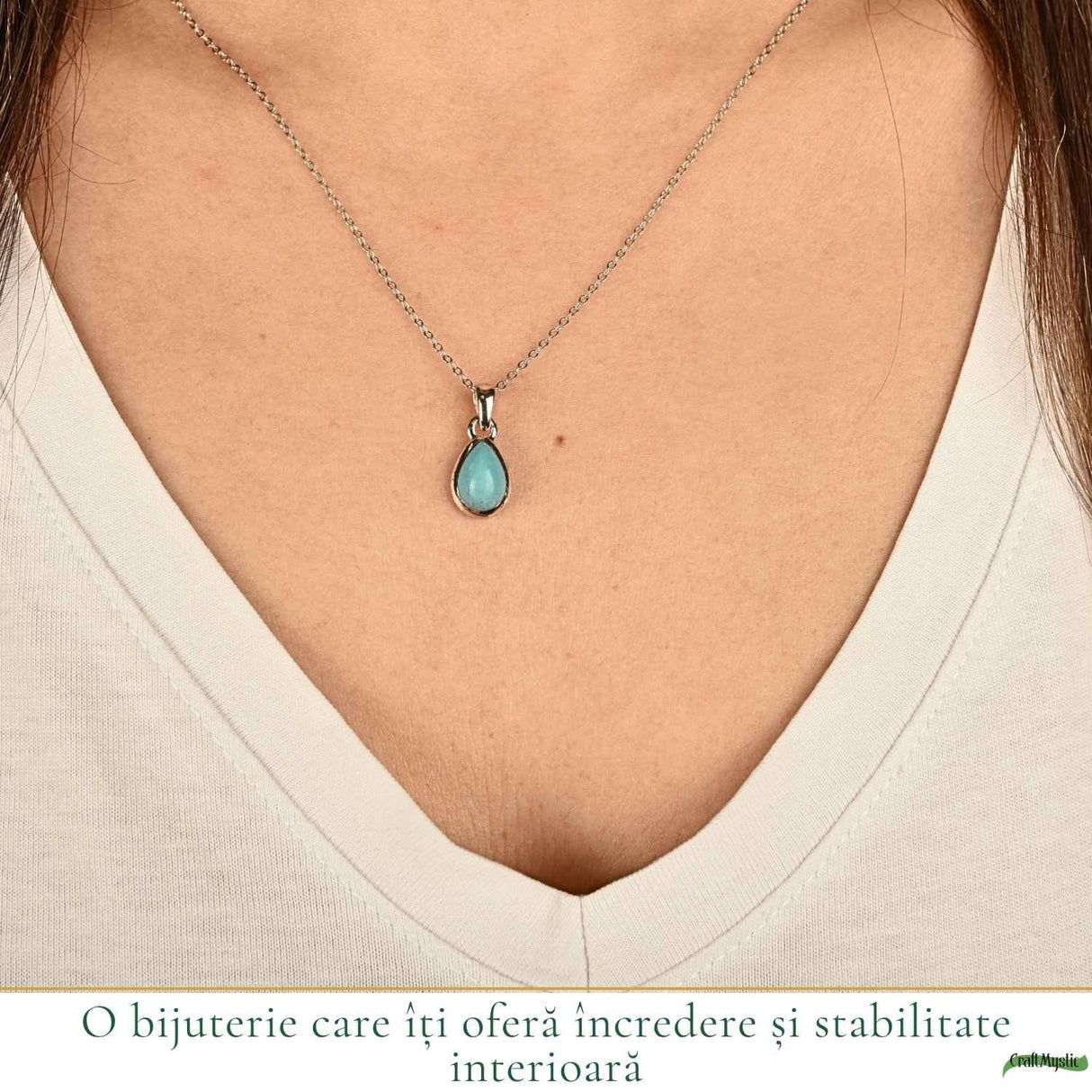 Colier argint 925 cu Turcoaz lacrima – calm si echilibru emotional